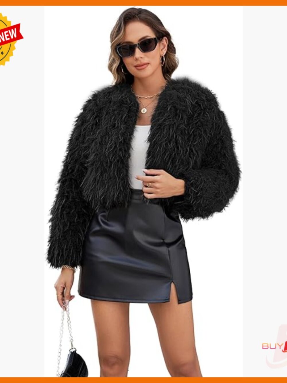 Faux Fur Cropped Coat Long Sleeve Open Front Cardigan With Pockets